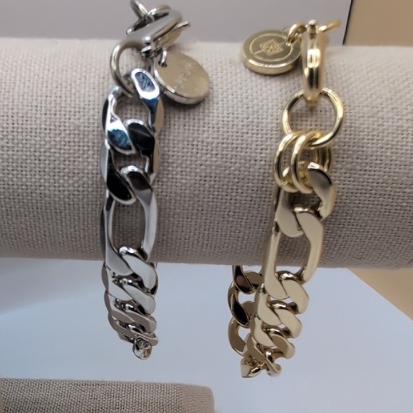 Eklexic Chunky Silver and Gold Chain Link Bracelets in Excellent Condition - Picture 2 of 5
